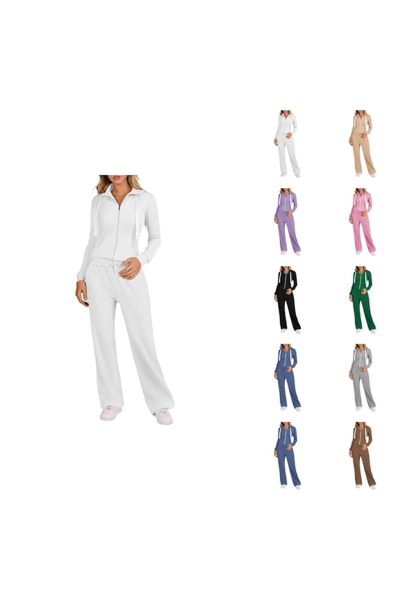 Track Suits for Women Set Plain Zip Up Collared Sweatshirt and Sweatpants 2 Piece Matching Sweatsuit Lounge Set