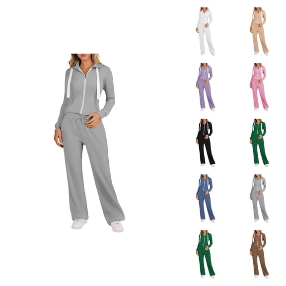 Track Suits for Women Set Plain Zip Up Collared Sweatshirt and Sweatpants 2 Piece Matching Sweatsuit Lounge Set