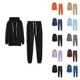 thumbnail image 1 of Track Suits for Women Set Plain Zip Up Hoodie and Jogger Sweatpants 2 Piece Matching Sweatsuit Travel Lounge Set, 1 of 1