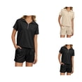 thumbnail image 1 of Track Suits for Women Set Short Sleeve Quarter Zip Lapel Collar Sweatshirt and Shorts 2 Piece Matching Set Sweat Shorts Sets, 1 of 7