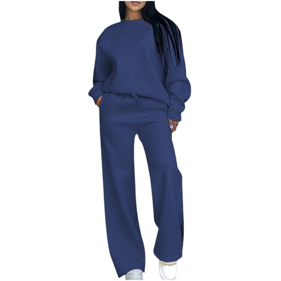 Track Suits for Women Set Sweatsuits Causal 2 Piece Outfit Oversized Sweatshirts Wide Leg Pants Fall Winter Outfits