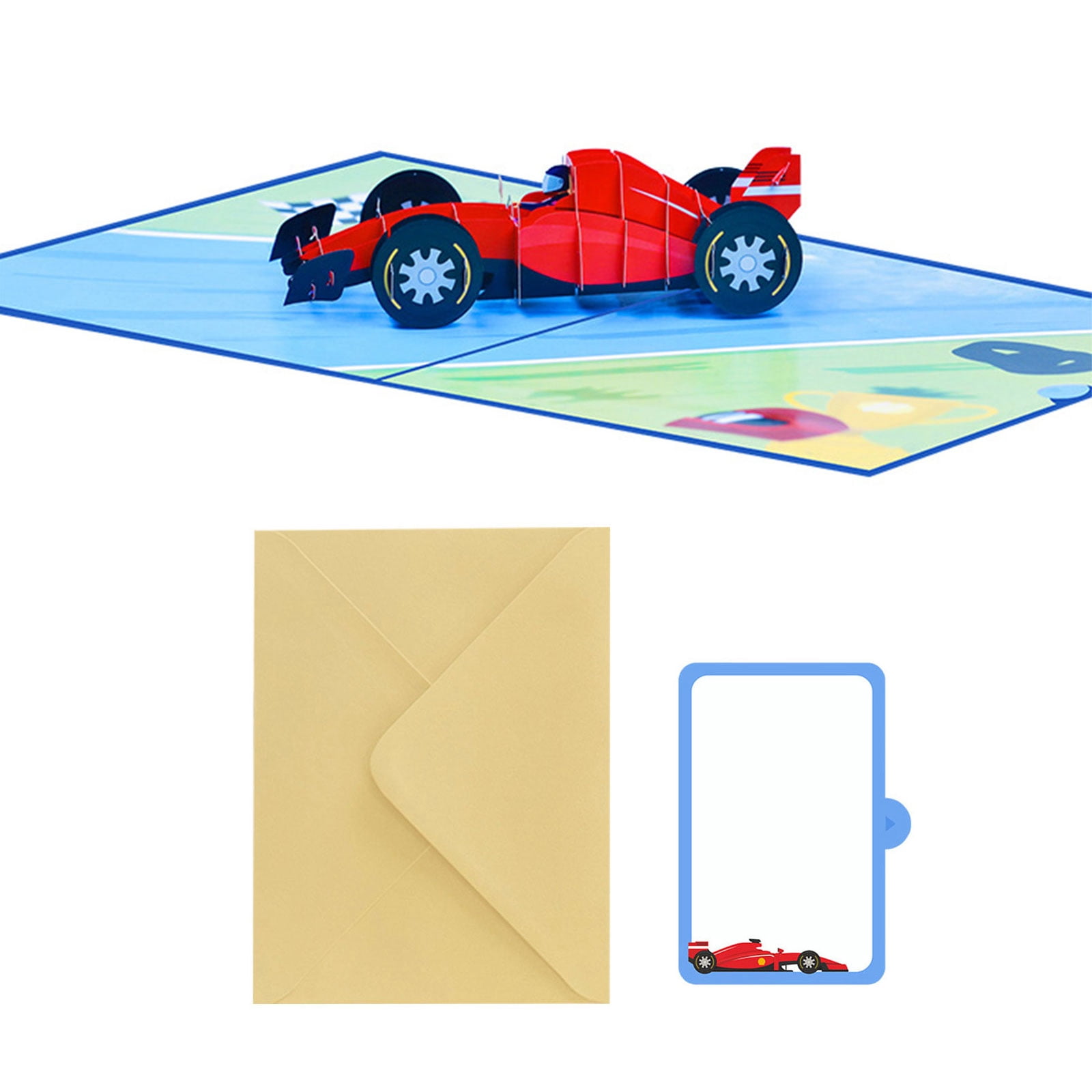 Track Theme Birthday Greeting Card, 3D Fold Open Paper Display with ...