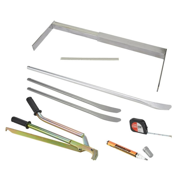 Speedway Motors Track Tire Maintenance Kit with Bead Breaker, Tire Irons, Stagger Stick and tape, Marking Pen, and for 15" Racing Wheels and Tire Circumference Measuring 65"115"