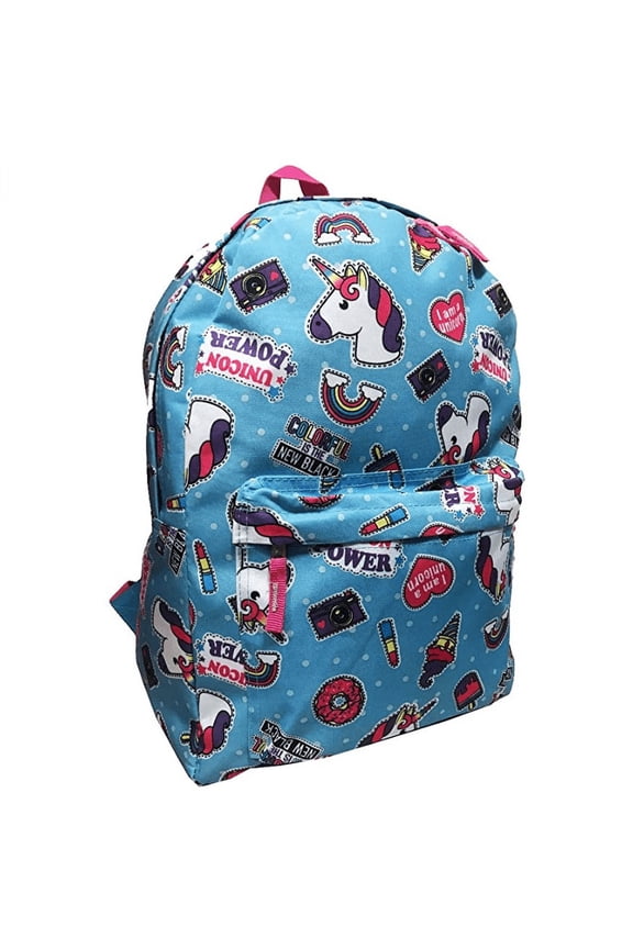 Unicorn Print Backpack (Cyan)