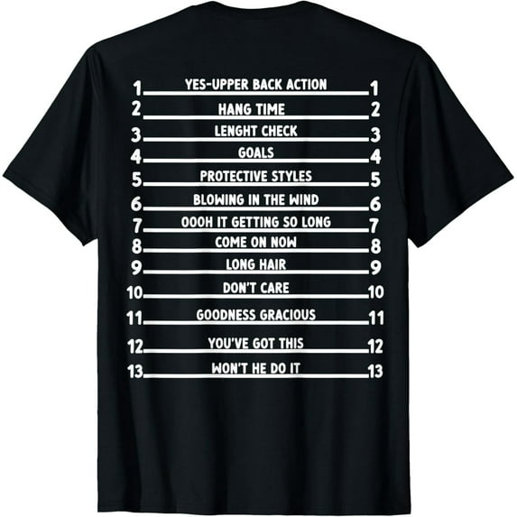 Track Your Long Natural Hair - Length Check Hair Backprint T-Shirt