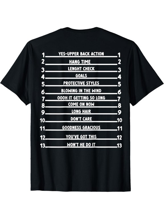 Track Your Long Natural Hair - Length Check Hair Backprint T-Shirt