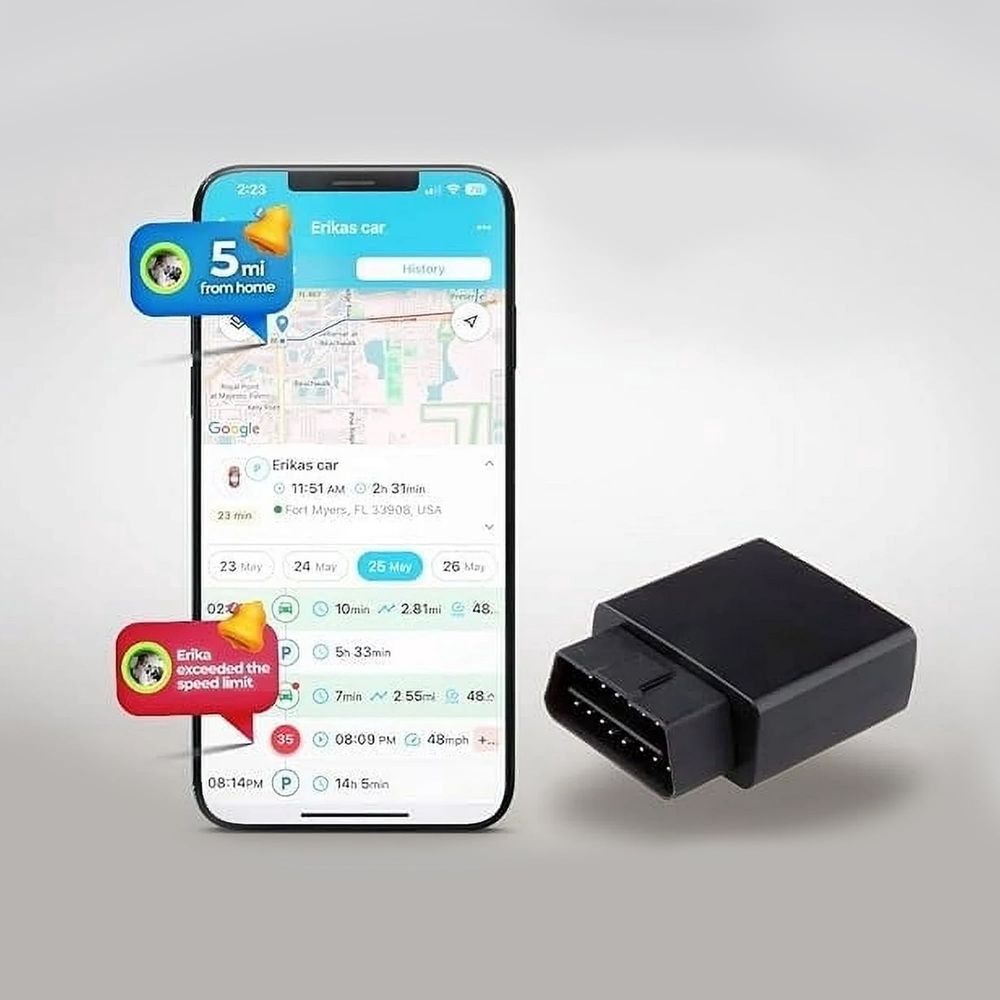 TrackForce OBD GPS Tracker for Cars-Easy Installation-Harsh Driving ...