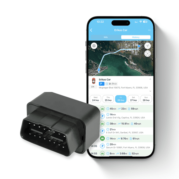 Gpsnvision Real-Time OBD GPS Tracker for Vehicles  4G LTE Car Tracking Device with Driving Alerts - Subscription Required
