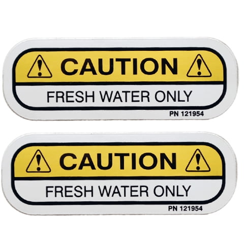 Tracker Boat Caution Decals Sticker | Fresh Water Only (Pair)