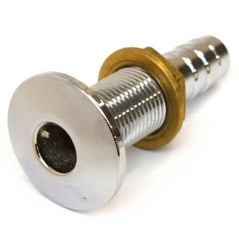Tracker Boat Thru Hull Connector 59037 | Chromed Brass 5/8 Inch Barbed