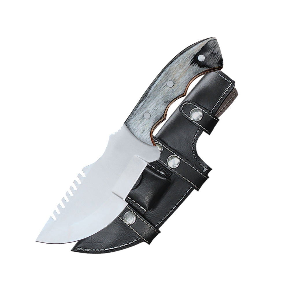 Tracker® Custom Handmade Stainless Steel Tracker Knife Black White Wood Handle