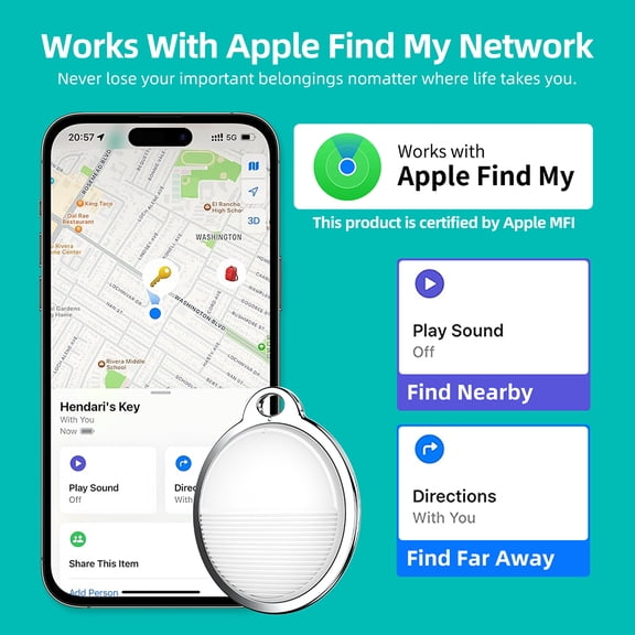 Tracker, Keys Finder And Item Tracker  MFI Certification For Car Keys And Phones Bags And More Remote Control Finder Full Global Coverage Phone Finder IOS Compatible