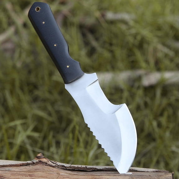Tracker Knife Full Tang Fixed Blade With Black Micarta Handle And Dual Carry Sheath