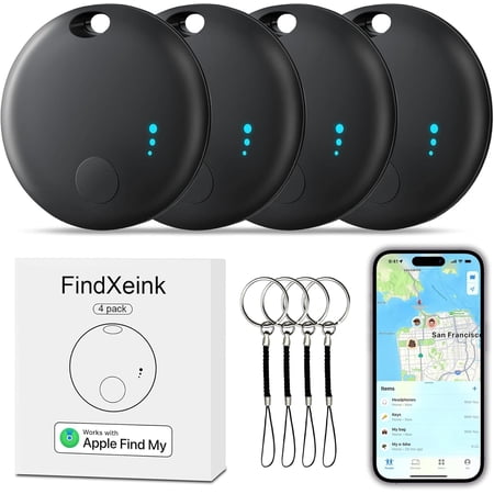 Tracker Tag 4 Packs Bluetooth Tracker, Smart Tag Locator ng Device, Keys Finder and Item Locator,Air Tracker Item Finders with Find My(iOS Only) Track Your Keys,Wallet,Luggage (Black)