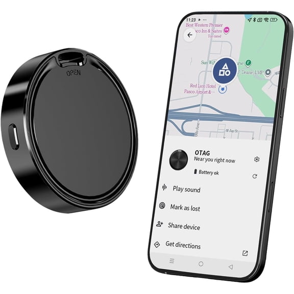 Tracker Tag for Android Luggage Tracker Tags Compatible with Google Find Hub App (Android Only) Bluetooth Tracker Key Finder and Item Locator for Wallets, Backpack, Suitcases-Black