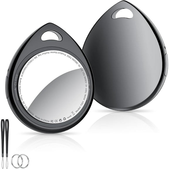 Tracker Tags-2 Pack, 5.3 Bluetooth Tracker Work with Apple Find My (iOS Only), 100dB Sound, Smart Tag with Keychain/Lanyard, Item Finder for Luggage/Key/Suitcase, Replaceable Battery.