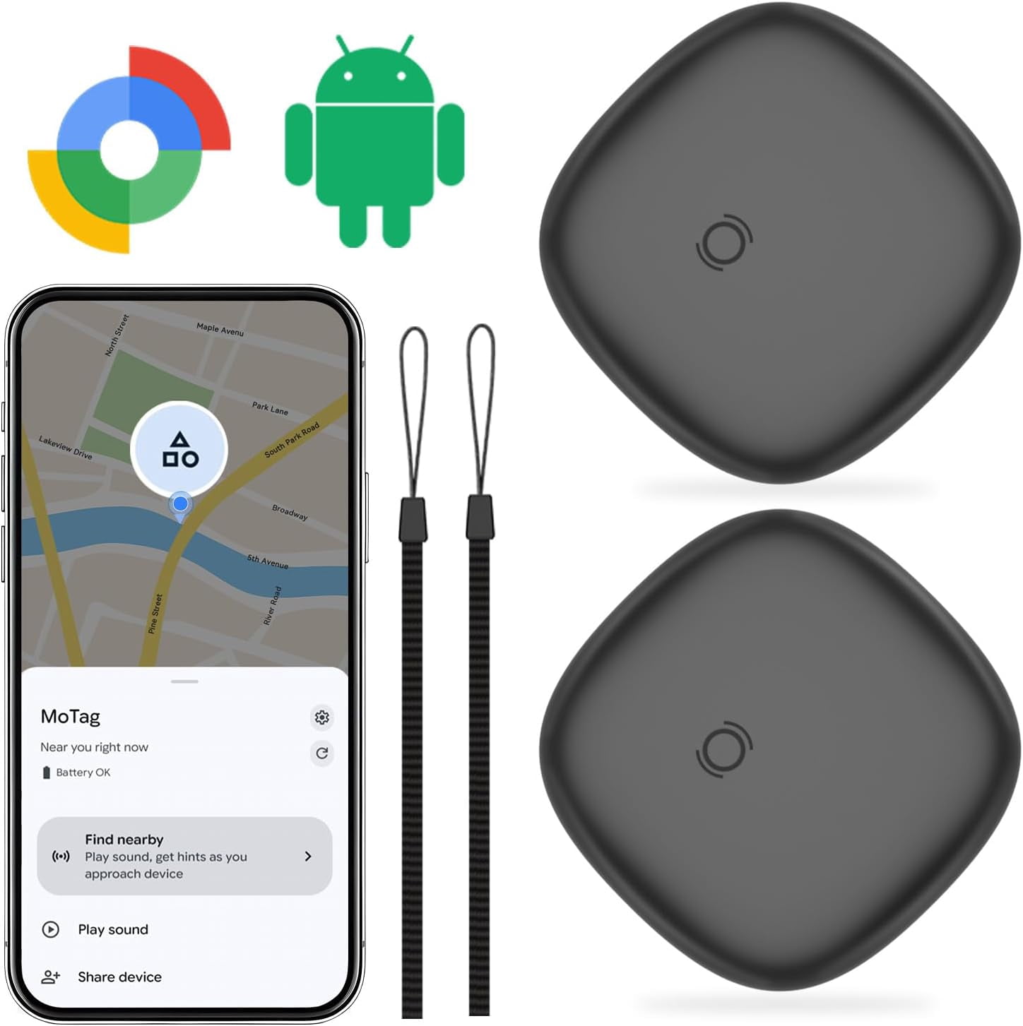 Tracker Tags 2 Pack for Android, Android Air Tracker Tag Compatible ...