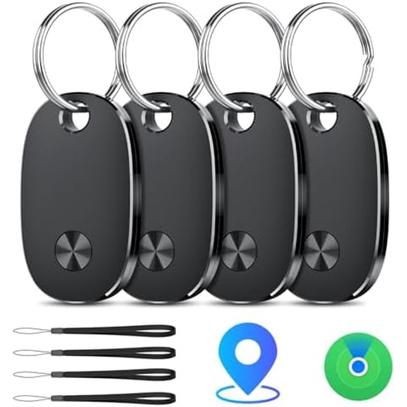 Tracker Tags-4 Pack, Bluetooth Tracker Works with Apple Find My APP (iOS Only), Keys Finder and Item Locator for Luggage, Backpack, Suitcases, Replaceable Battery, IP67 Waterproof weTag pro