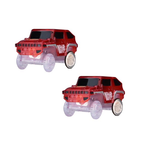 Tracks Cars with LED Light Car Toys Glow in The Dark Electronics Car Track Gifts for 3-8 Kids Red *2PCS