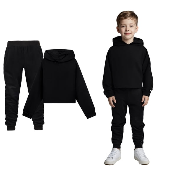 Tracksuit Athletic Sweatsuits Sets 2 Piece Long Sleeve Black Hoodie Jogging Pants Fall Winter Clothes 4-5 Years Boy Clothes Boys Girls Fashion