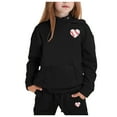 thumbnail image 1 of Tracksuit Athletic Sweatsuits Sets,2 Piece Long Sleeve Black Tracksuit Pullover Hoodie Jogger Set Fall Clothes Little Girls Clothes 4-5 Years, 1 of 4