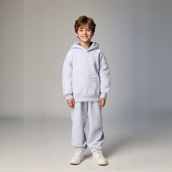 Tracksuit Athletic Sweatsuits Sets 2 Piece Long Sleeve Grey Hooded Sweatsuits Pullover and Sweatpants Warm Fall Winter Clothes Girls Clothes Size 3-4 Years Boys Girls Fashion