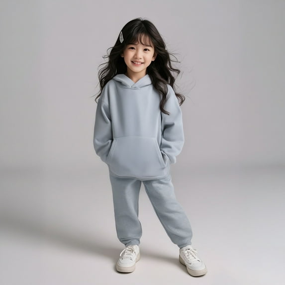 Tracksuit Athletic Sweatsuits Sets 2 Piece Long Sleeve Grey Sweatshirt Jogger Set Warm Fall Winter Clothes Boys Active Tracksuit Set12-13 Years Boys Girls Fashion