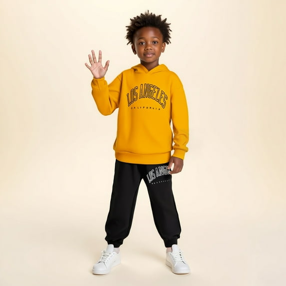 Tracksuit Athletic Sweatsuits Sets 2 Piece Long Sleeve Letter Print Hoodie and Active Jogger Pants Fall Winter Clothes Girls Jogger Set4-5 Years Boys Girls Fashion