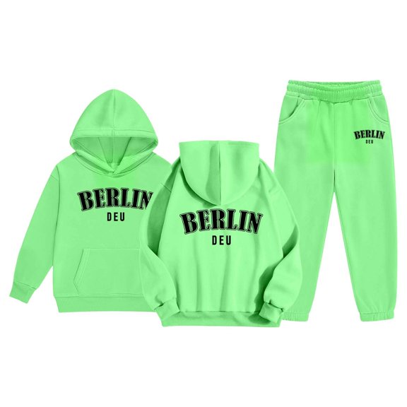 Tracksuit Athletic Sweatsuits Sets,2 Piece Long Sleeve Letter Printed Hoodie Sweatshirt Sweatpants Joggers Set Winter Clothes Clothes for 3-4 Years Old Girls