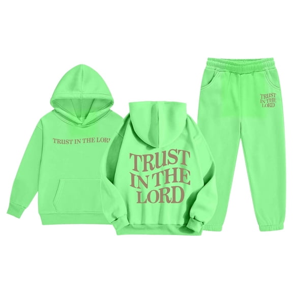 Tracksuit Athletic Sweatsuits Sets,2 Piece Long Sleeve Letter Printed Tracksuit Pullover Hoodie Sweatpants Joggers Set Warm Fall Winter Clothes Little Girls Clothes 4-5 Years