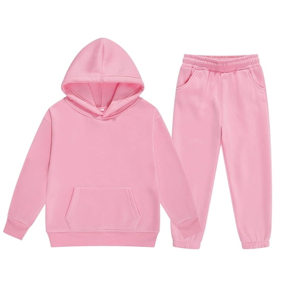 Tracksuit Athletic Sweatsuits Sets,2 Piece Long Sleeve Pink Sweatshirt and Active Jogger Pants Fall Winter Clothes Girls Matching Sets 12-13 Years