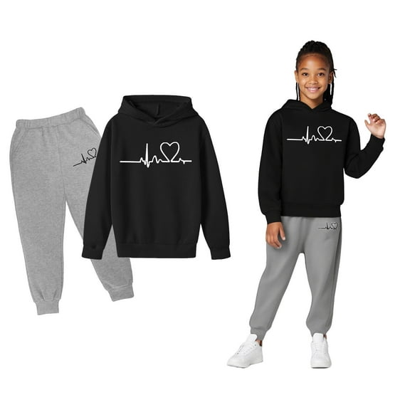 Tracksuit Athletic Sweatsuits Sets 2 Piece Long Sleeve Printed Hoodie Leggings Pants Winter Clothes Clothes for Boys 12-13 Years Boys Girls Fashion