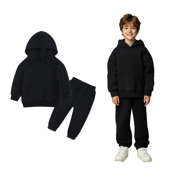 Tracksuit Athletic Sweatsuits Sets 2PC Long Sleeve Black Pullover Hoodie Sweatshirt Sweatpants Warm Fall Winter Clothes Girl Clothes 12-13 Years Boys Girls Fashion