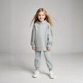 thumbnail image 1 of Tracksuit Athletic Sweatsuits Sets 2PC Long Sleeve Grey Hoodie Sweatpants Set Warm Fall Winter Clothes Boys Outfits Size 5-6 Years Boys Girls Fashion, 1 of 8
