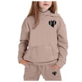 thumbnail image 1 of Tracksuit Athletic Sweatsuits Sets,2PC Long Sleeve Khaki Sweatshirt Sweatpants Set Fall Clothes Clothes for Girls 4-5 Years, 1 of 8