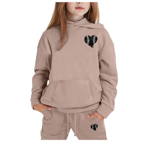 Tracksuit Athletic Sweatsuits Sets,2PC Long Sleeve Khaki Sweatshirt Sweatpants Set Fall Clothes Clothes for Girls 4-5 Years