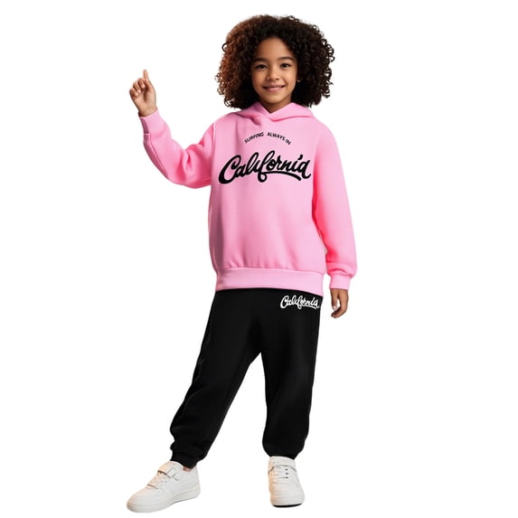 Tracksuit Athletic Sweatsuits Sets 2PC Long Sleeve Letter Print Hoodie Jogger Set Warm Fall Winter Clothes Little Girls Clothes5-6 Years Boys Girls Fashion