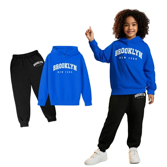 Tracksuit Athletic Sweatsuits Sets 2PC Long Sleeve Letter Print Pullover Hoodie Jogging Pants Winter Clothes Boys Outfits Size 3-4 Years Boys Girls Fashion