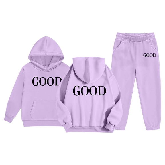 Tracksuit Athletic Sweatsuits Sets,2PC Long Sleeve Letter Printed Hoodie Sweatshirt Sweatpants Joggers Set Fall Clothes Girl Sets 8-9 Years