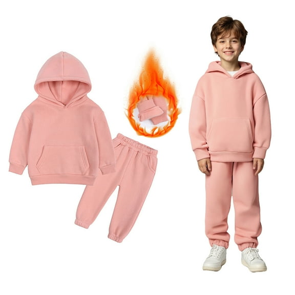 Tracksuit Athletic Sweatsuits Sets 2PC Long Sleeve Pink Hooded Sweatsuits Pullover and Jogger Pants Fall Clothes Toddler 2-3 Years Boys Clothes Boys Girls Fashion
