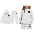 thumbnail image 1 of Tracksuit Athletic Sweatsuits Sets 2PC Long Sleeve Printed Hoodie Jogger Set Warm Fall Winter Clothes Girls Clothing Size 8-9 Years Boys Girls Fashion, 1 of 5