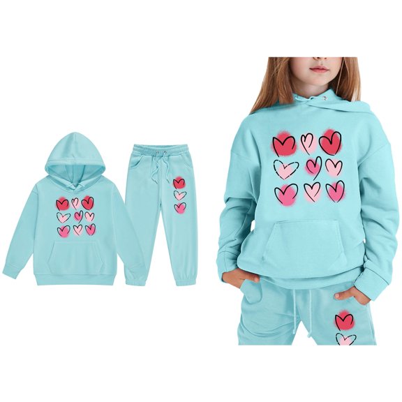 Tracksuit Athletic Sweatsuits Sets 2PC Long Sleeve Printed Hoodie Jogging Pants Fall Clothes Boys Jogger Set 8-9 Years Boys Girls Fashion