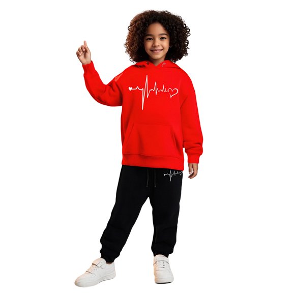 Tracksuit Athletic Sweatsuits Sets 2PC Long Sleeve Printed Tracksuit Hoodie Jogger Set Winter Clothes Girl Sets 3-4 Years Boys Girls Fashion