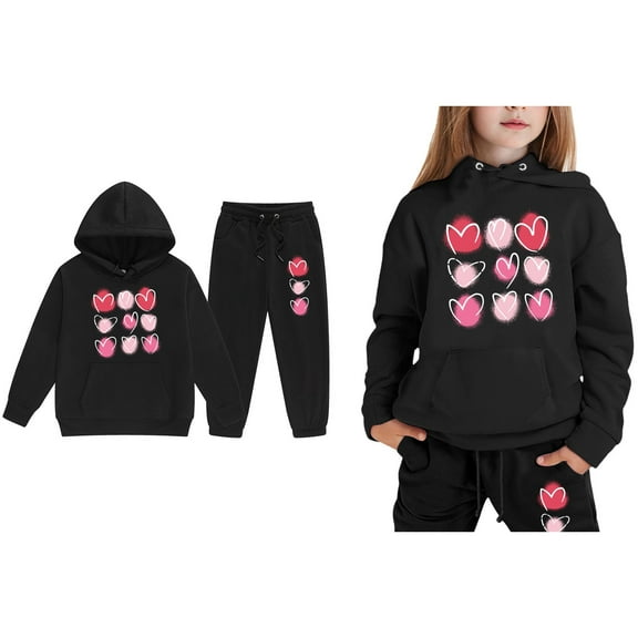 Tracksuit Athletic Sweatsuits Sets 2PC Long Sleeve Printed Tracksuit Hoodie Sweatpants Joggers Set Winter Clothes Hoodie Set 8-9 Years Boys Girls Fashion