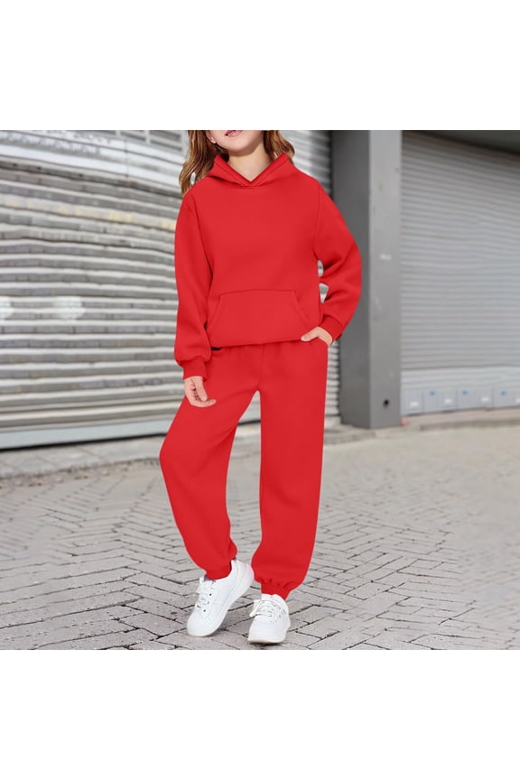 Tracksuit Athletic Sweatsuits Sets 2PC Long Sleeve Red Sweatshirt Sweatpants Set Winter Clothes Boys Athletic Sets 6-7 Years