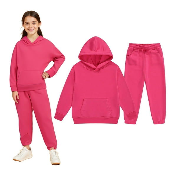 Tracksuit Athletic Sweatsuits Sets 2PC Long Sleeve Red Tracksuit Pullover Hoodie Sweatpants Set Warm Fall Winter Clothes Girls Jogger Set2-3 Years Boys Girls Fashion