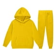 thumbnail image 1 of Boys Girls Active Sweatsuit,2PC Long Sleeve Yellow Hoodie Jogger Set Fall Clothes Toddler 12-13 Years Boys Clothes, 1 of 3