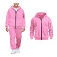 thumbnail image 1 of Tracksuit Athletic Sweatsuits Sets 2PC Long Sleeve Zip Up Hooded Sweatshirt and Active Jogger Pants Fall Clothes Boy Clothes 4-5 Years, 1 of 6