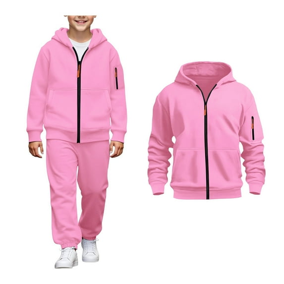 Tracksuit Athletic Sweatsuits Sets 2PC Long Sleeve Zip Up Hooded Sweatshirt and Active Jogger Pants Fall Clothes Boy Clothes 4-5 Years