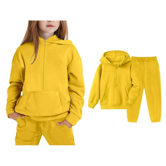 Tracksuit Athletic Sweatsuits Sets 2PC Long Sleeve Zip Up Sweatshirt Sweatpants Fall Clothes Girls' Clothing Sets 9-10 Years